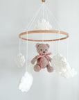 Boucle mobile with beige teddy bear