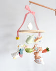 Garden rabbit mobile with pink bow
