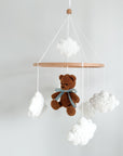 Boucle mobile with dark brown teddy bear