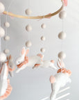 Fairy mobile with bunnies in jabot and pink bows