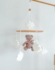 Boucle mobile with beige teddy bear