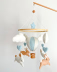 Brown bunny mobile with blue air ballon