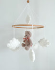 Boucle mobile with beige teddy bear
