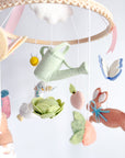 Garden rabbit mobile with pink bow