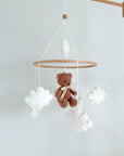 Boucle mobile with brown teddy bear