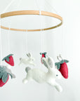 Minimalist bunny mobile with strawberries