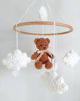 Boucle mobile with brown teddy bear