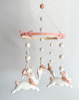 Fairy mobile with bunnies in jabot and pink bows