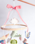 Garden rabbit mobile with pink bow