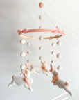 Fairy mobile with bunnies in jabot and pink bows