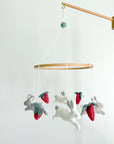Minimalist bunny mobile with strawberries