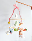 Garden rabbit mobile with pink bow