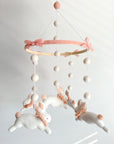 Fairy mobile with bunnies in jabot and pink bows