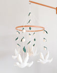 Dove mobile with leaves