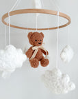 Boucle mobile with brown teddy bear