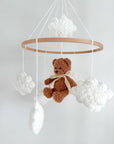 Boucle mobile with brown teddy bear
