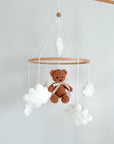 Boucle mobile with brown teddy bear