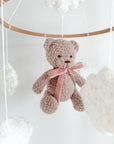 Boucle mobile with beige teddy bear