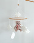Boucle mobile with beige teddy bear