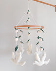 Dove mobile with leaves