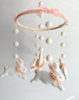 Fairy mobile with bunnies in jabot and pink bows