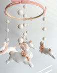 Fairy mobile with bunnies in jabot and pink bows