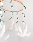 Dove mobile with leaves