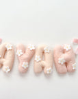 Flower name banner with bows