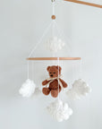 Boucle mobile with brown teddy bear