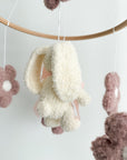 Boucle mobile with ivory bunny and flowers