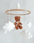 Boucle mobile with brown teddy bear