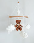 Boucle mobile with brown teddy bear