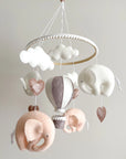 Elephant mobile for baby girl