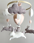 Bunny mobile with pink air ballon