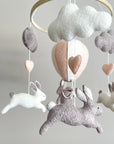 Bunny mobile with pink air ballon