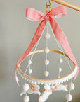 Fairy mobile with bunnies in jabot and pink bow