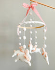 Fairy mobile with bunnies in jabot and pink bow