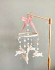 Fairy mobile with bunnies in jabot and pink bow