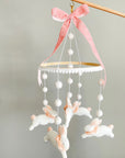 Fairy mobile with bunnies in jabot and pink bow