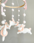 Fairy mobile with bunnies in jabot and pink bow