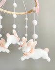 Fairy mobile with bunnies in jabot and pink bow