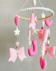 Personalized bow mobile with glitter details