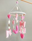 Personalized bow mobile with glitter details