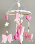 Personalized bow mobile with glitter details