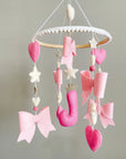 Personalized bow mobile with glitter details