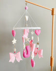 Personalized bow mobile with glitter details