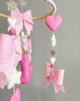 Personalized bow mobile with glitter details