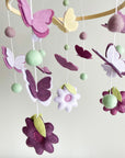 Purple mobile with butterflies and flowers