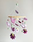 Purple mobile with butterflies and flowers