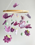 Purple mobile with butterflies and flowers